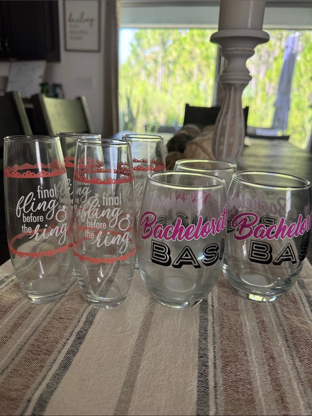 Unbranded Pink "Bachelorette Bash" & "Final Fling Before the Ring" Glass Set